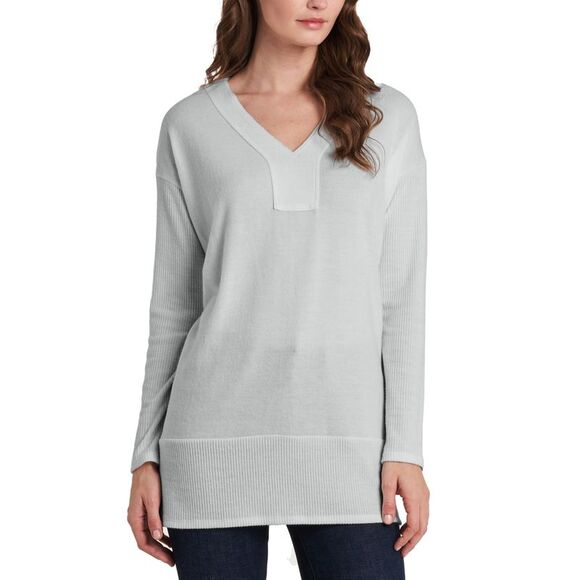 Vince Camuto V-Neck Drop-Shoulder Tunic In Silver Heather L - Picture 1 of 1